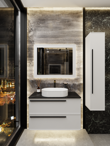 Тумба со столешницей La Fenice ELBA TWIN NFNC-01-ELB-B-100-2-3-GB 100х62х49 подвесная цвет белый - фото 4