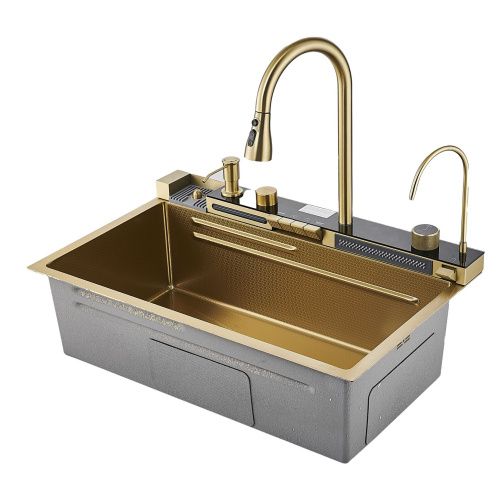 Кухонная мойка Savol S-SC001C 75х46 цвет золото поверхность матовая - фото 2