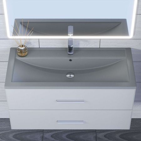 Раковина из искусственного камня Uperwood Foster Quartz 291030045 100х50 полувстраиваемая цвет серый