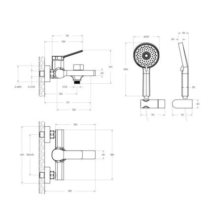 Смеситель BelBagno ALBANO ALBANO-VASM-CRM настенный хром