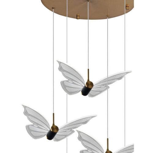 Люстра подвесная Natali Kovaltseva Butterflies (Буттерфлиес) LED LAMPS 81365 GOLD - фото 3