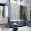 Душевая шторка на ванну Maybah Glass MGV-777-3 60х140 стекло тонированное профиль золото ориентация универсальная