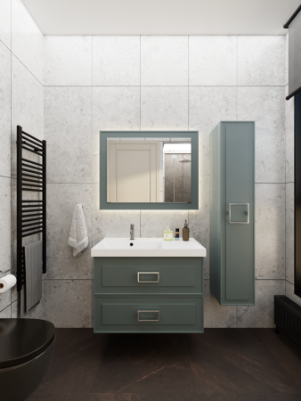 Тумба с раковиной La Fenice Cubo TWIN NFNC-01-CUB-G-90-2-3-90-2L 90х50 подвесная цвет серый