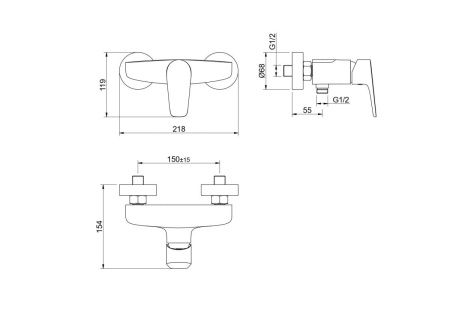 Смеситель для душа Aquatek БЕТТА AQ1160CR настенный хром