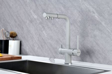 Смеситель для кухни Paulmark SERPENTINE Se213222-GRS на мойку серый