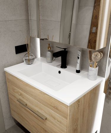 Раковина из искусственного камня Uperwood May 35480000004 80х50 полувстраиваемая цвет белый