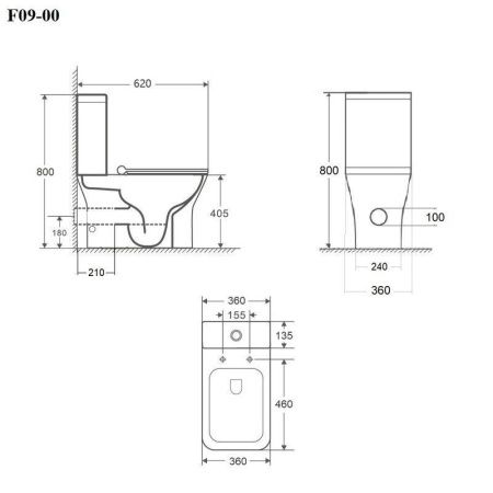 Унитаз напольный с бачком Bond Cube F09-00 белый с сиденьем безободковый душевой смыв