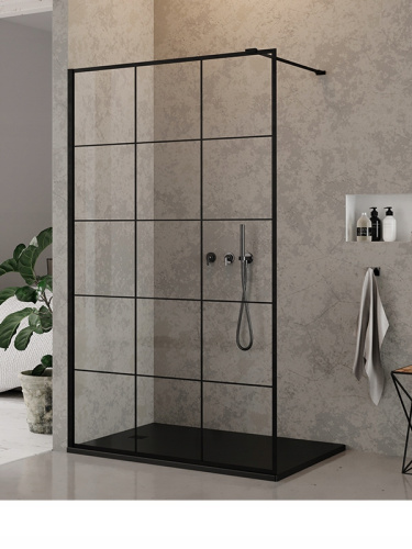 Душевой уголок Cerutti SPA MUZA T100 100х100 стекло прозрачное с рисунком профиль черный - фото 3