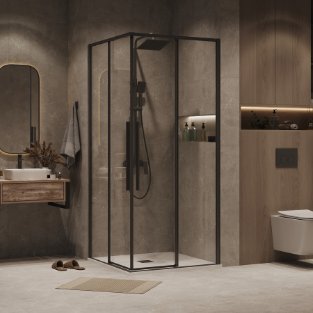 Душевая дверь Grossman Galaxy 1/2.K33.01.80.21.00 80х195 стекло прозрачное профиль черный матовый