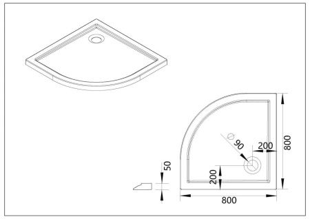 Душевой поддон акриловый Vincea H50 VST-5AQ-8080 90х80 белый с каркасом