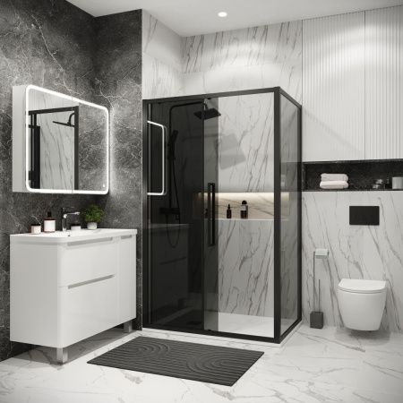 Душевая перегородка Grossman Cosmo 200.K33.02.90.21.10 90х195 стекло тонированное профиль черный