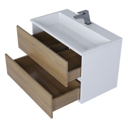 Тумба под раковину Uperwood Barsa 293020532 80х50 подвесная цвет коричневый/белый