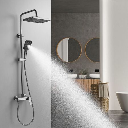 Душевая стойка Shevanik S4536T настенная цвет оружейная сталь