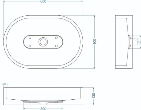 Раковина из искусственного камня Uperwood London 291020320 60х40 накладная цвет черный