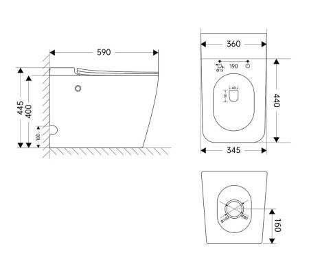 Унитаз приставной Abber Rechteck AC1213P белый с сиденьем микролифт импульсный смыв