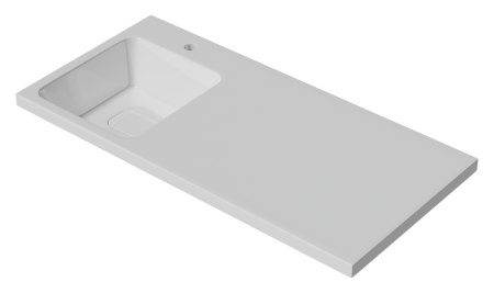 Раковина мебельная из искусственного камня Misty Kamilla 100 левая 4627173210577 100х50 над стиральной машиной цвет белый 1 отверстие под смеситель