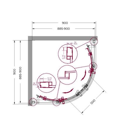 Душевой уголок BelBagno MARINO MARINO-R-2-90-C-Cr 90х90 стекло прозрачное профиль хром без поддона