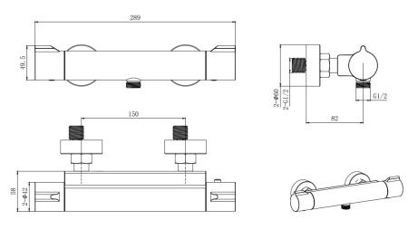 Смеситель для душа Aquatek ВЕГА AQ1063CR настенный хром с термостатом