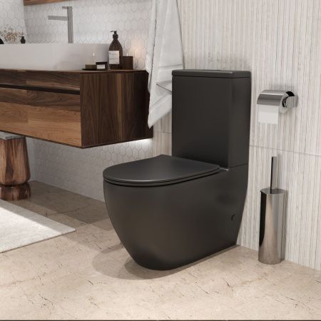 Унитаз напольный с бачком Grossman GR-4419BMS черный с сиденьем микролифт безободковый смыв торнадо