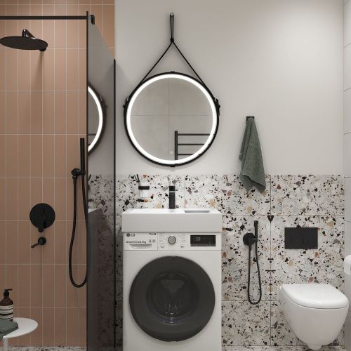 Раковина из искуственного мрамора Reflexion Tetra RF6050TE 50x60 над стиральной машиной цвет белый 1 отверстие под смеситель - фото 4