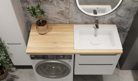 Столешница Jorno WOOD на стиральную машину Wood.06.122/LW 122х52 подвесная цвет светлое дерево
