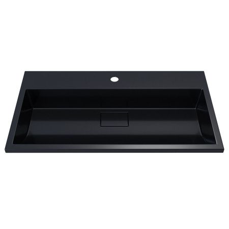 Раковина из искусственного камня Uperwood Barsa 3939193463 80х50 полувстраиваемая цвет черный