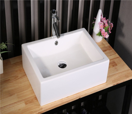 Раковина из санфаянса CeramaLux 9129 51х37 накладная цвет белый 1 отверстие под смеситель