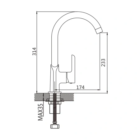 Смеситель для кухни Shevanik S6053H на мойку черный/хром