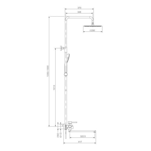 Душевая стойка ProHanss P31.24.03 настенная цвет сатин золотой - фото 3