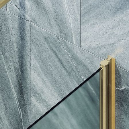 Душевая шторка на ванну Maybah Glass MGV-621-3 80х140 стекло тонированное профиль золото ориентация универсальная