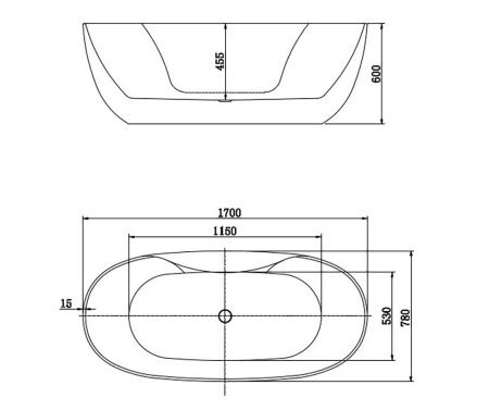 Ванна акриловая Aquatek АПОЛО AQ-1155778 170х80 отдельностоящая овальная с ножками