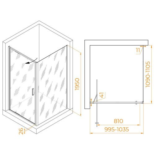 Душевой уголок RGW Stilvoll 703214501-11 110х100 стекло прозрачное профиль хром без поддона - фото 5