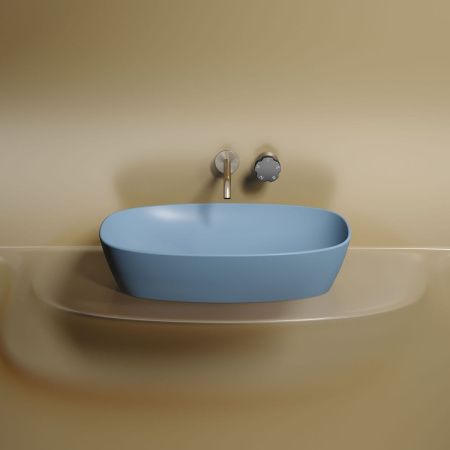 Раковина из сантехнического фарфора Ceramica Nova ELEMENT CN6049ML 60х40 накладная цвет синий без отверстий под смеситель