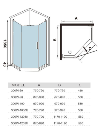 Душевой уголок WeltWasser WW300 10000002752 100х100 стекло прозрачное профиль хром без поддона