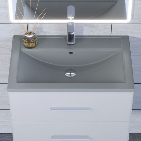 Раковина из искусственного камня Uperwood Foster Quartz 291030033 70х50 полувстраиваемая цвет серый