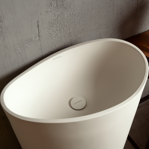 Раковина из искусственного камня MonteBianco Onda grande 13008 38х38 напольная цвет белый матовый без отверстий под смеситель - фото 2