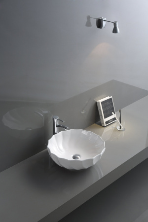 Раковина из санфаянса CeramaLux 9073 45х45 накладная цвет белый