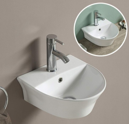 Раковина из санфаянса CeramaLux 78370 34х36 подвесная цвет белый 1 отверстие под смеситель