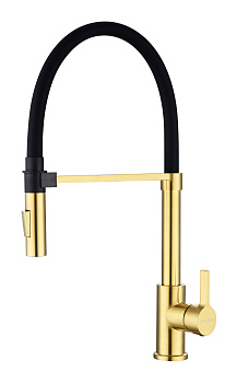 Смеситель для кухни Paulmark HALT Ha214021-BG на раковину брашированное золото без термостата