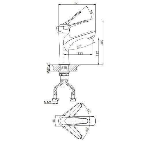 Смеситель Rush Jawa JA0735-11 на раковину хром - фото 2