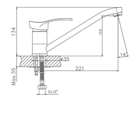 Смеситель для кухни Cron CN4201-2 на мойку хром