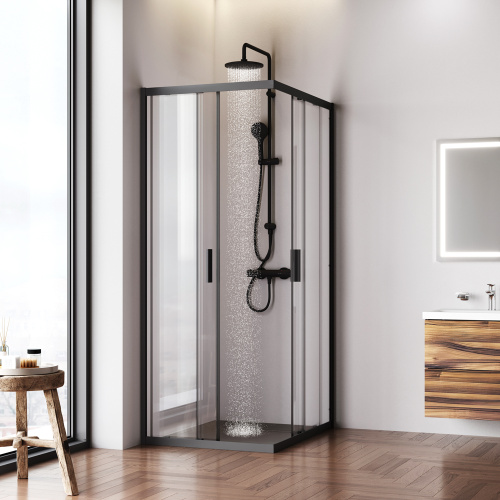 Душевой уголок Am.Pm Gem W90G-403-100280-BT 100х80 стекло прозрачное профиль черный матовый без поддона - фото 3 Душевой уголок Am.Pm Gem W90G-403-100280-BT 100х80 стекло прозрачное профиль черный матовый без поддона - фото 3