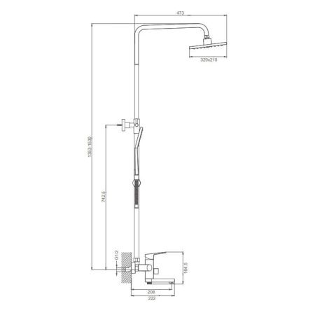 Душевая стойка ProHanss P60.24.09 настенная цвет серый