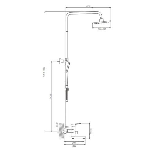 Душевая стойка ProHanss P60.24.06 настенная цвет черный - фото 3