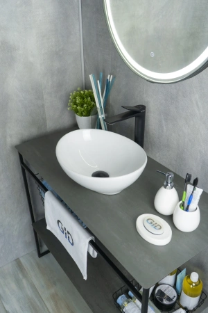 Раковина керамическая Gid Lago 51178 40х30 накладная цвет белый без отверстий под смеситель