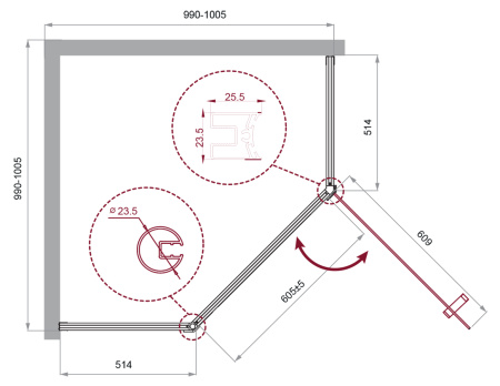 Душевой уголок BelBagno UNO-195 UNO-195-P-1-100-C-Cr 100х100 стекло прозрачное профиль хром глянцевый без поддона