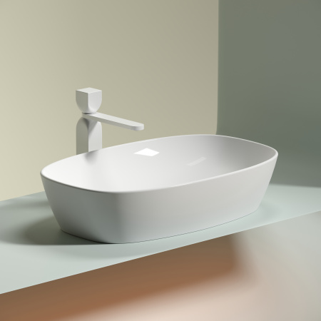 Раковина из сантехнического фарфора Ceramica Nova ELEMENT CN6049 60х38 накладная цвет белый без отверстий под смеситель