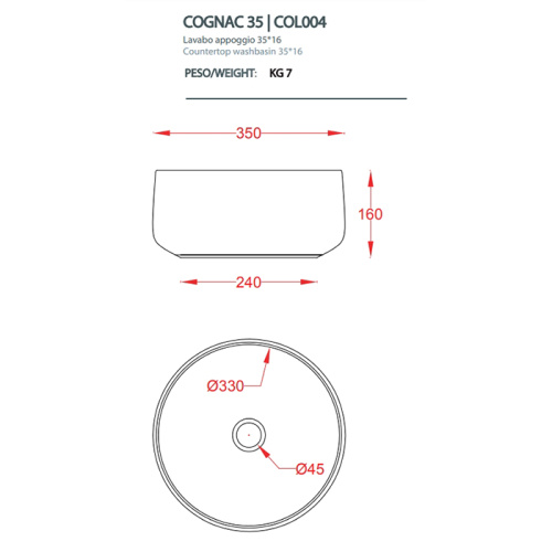 Раковина Artceram COGNAC 35 см COL004 17 00 накладная цвет черный матовый - фото 2