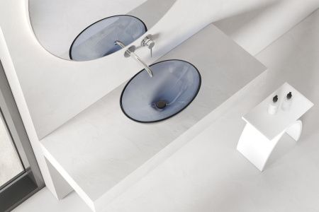 Раковина из полиэфирной смолы Abber Kristall AT2802Saphir 50х40 накладная цвет синий без отверстий под смеситель