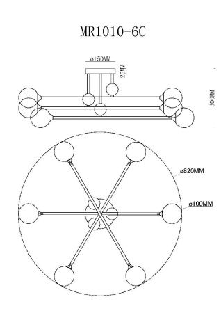 Люстра потолочная Myfar STACY (СТАЦЫ) MR1010-6C